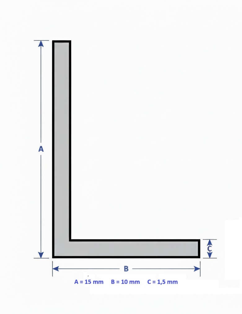 Profilo in alluminio angolare argento anodizzato | lati disuguali | barra da 1 mt | per mobili e strutture | varie misure