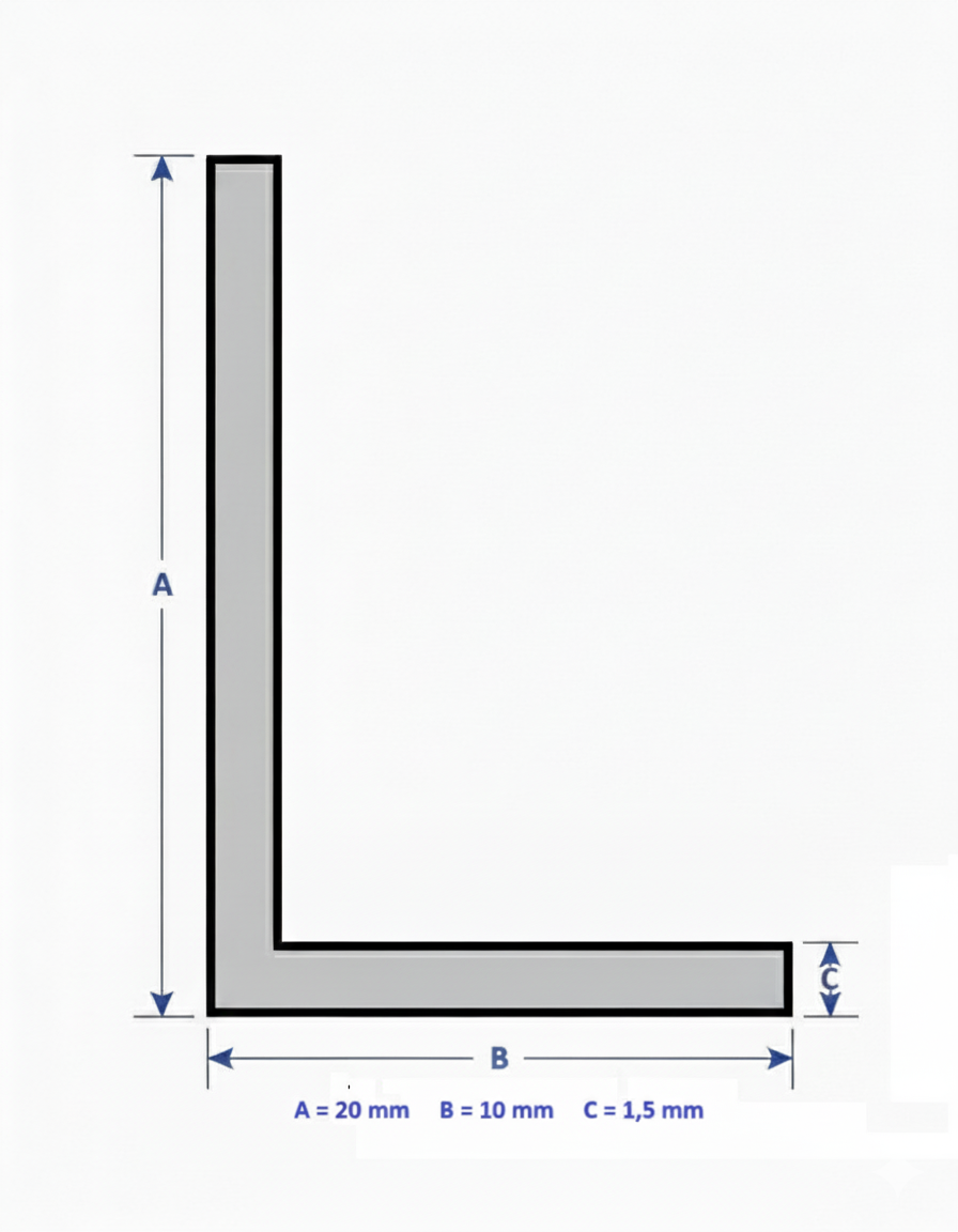Profilo in alluminio angolare bianco anodizzato | lati disuguali | barra da 1 mt | per mobili e strutture | varie misure