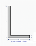 Profilo in alluminio angolare bianco anodizzato | lati disuguali | barra da 1 mt | per mobili e strutture | varie misure