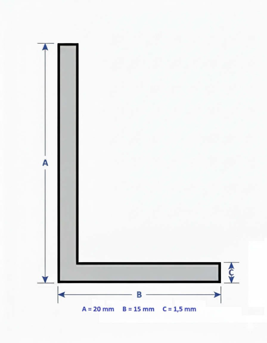 Profilo in alluminio angolare bianco anodizzato | lati disuguali | barra da 1 mt | per mobili e strutture | varie misure