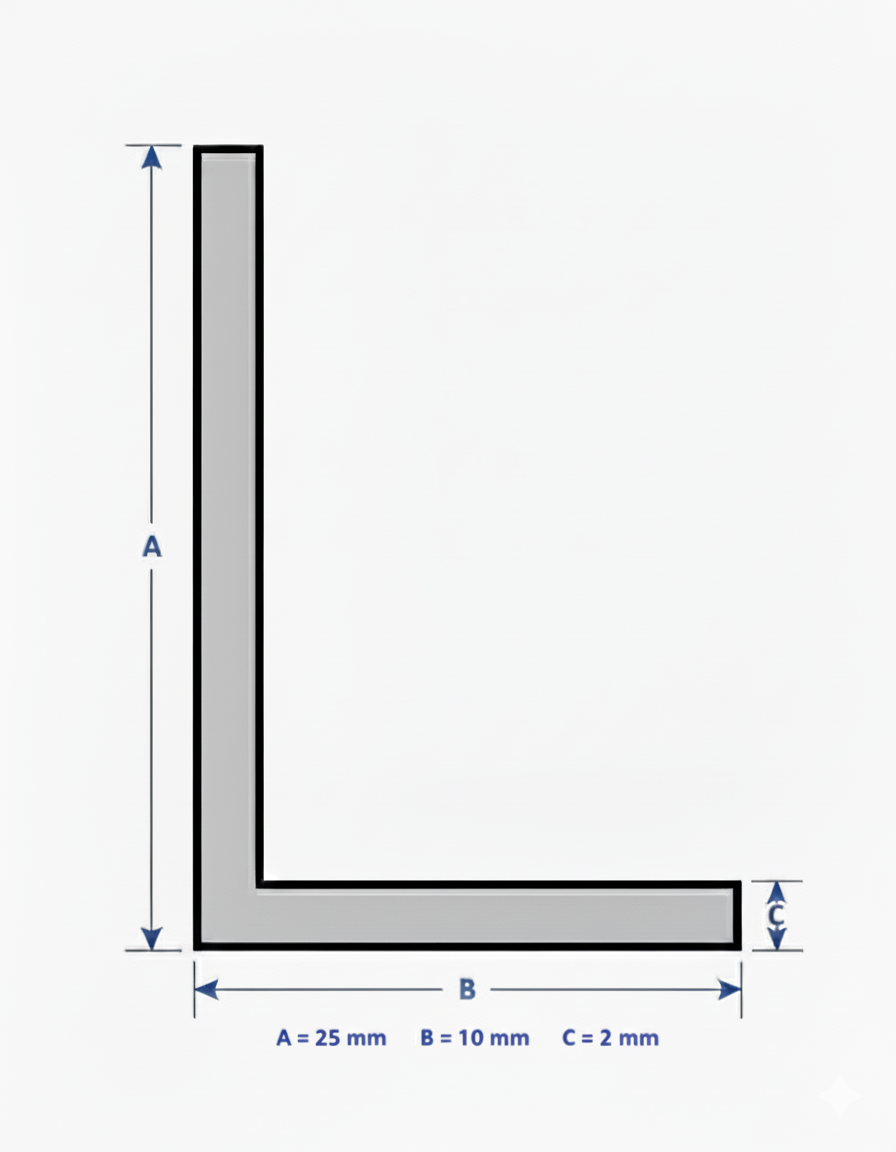 Profilo in alluminio angolare argento anodizzato | lati disuguali | barra da 1 mt | per mobili e strutture | varie misure