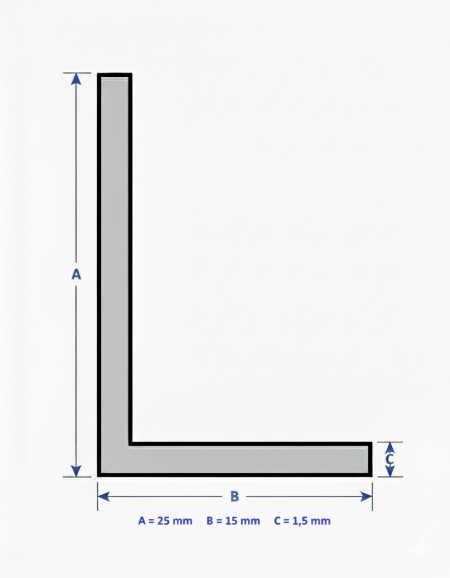Profilo in alluminio angolare bianco anodizzato | lati disuguali | barra da 1 mt | per mobili e strutture | varie misure
