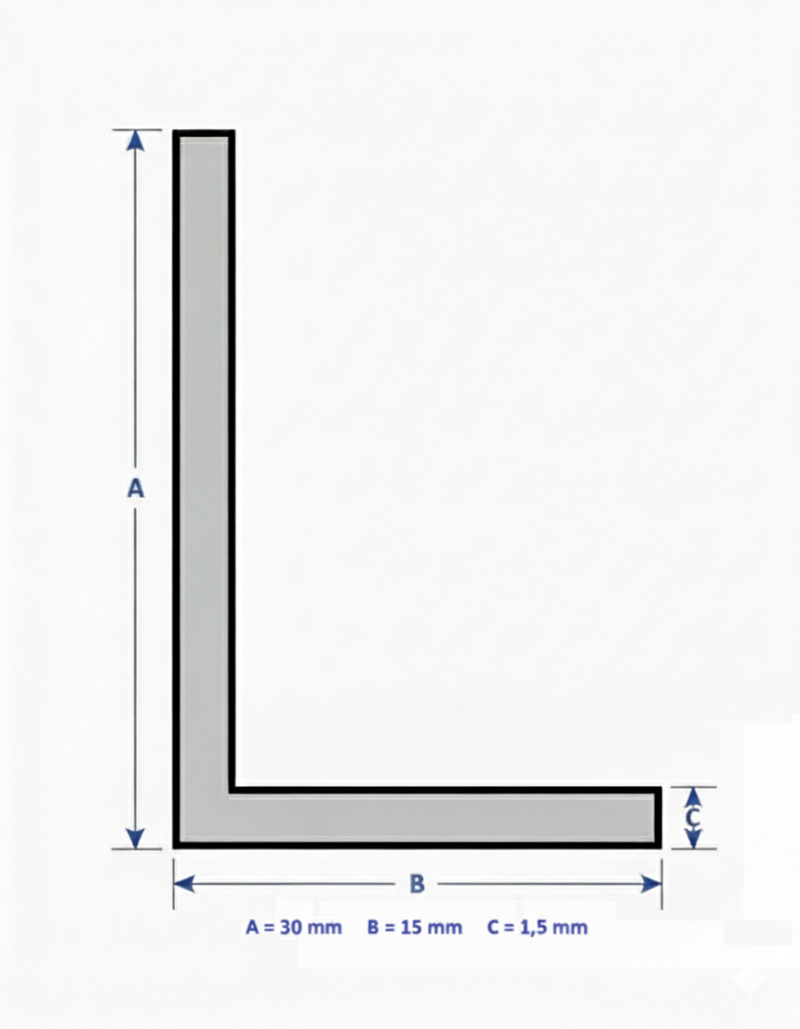 Profilo in alluminio angolare bianco anodizzato | lati disuguali | barra da 1 mt | per mobili e strutture | varie misure
