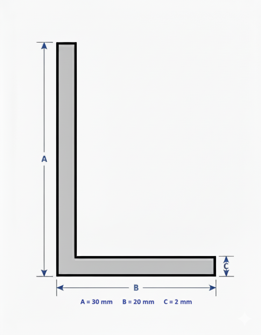 Profilo in alluminio angolare bianco anodizzato | lati disuguali | barra da 1 mt | per mobili e strutture | varie misure