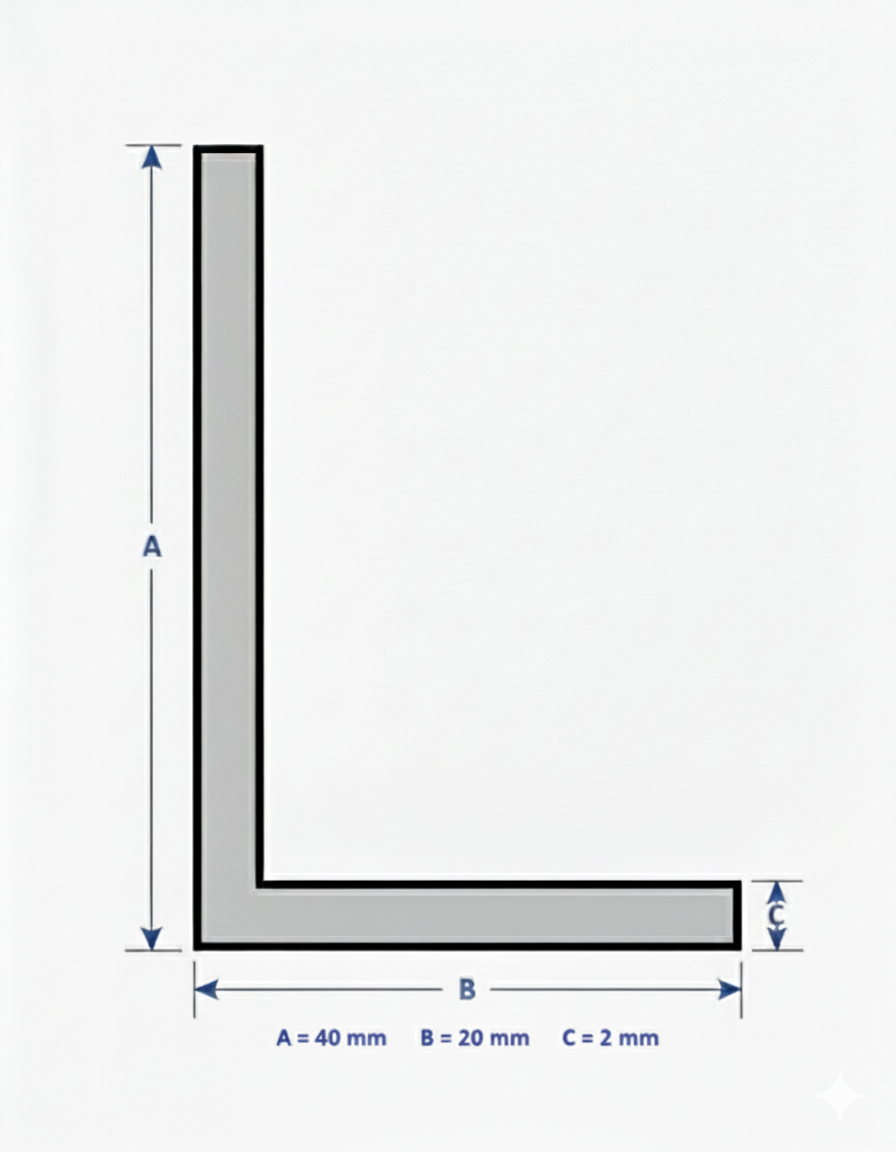 Profilo in alluminio angolare argento anodizzato | lati disuguali | barra da 1 mt | per mobili e strutture | varie misure