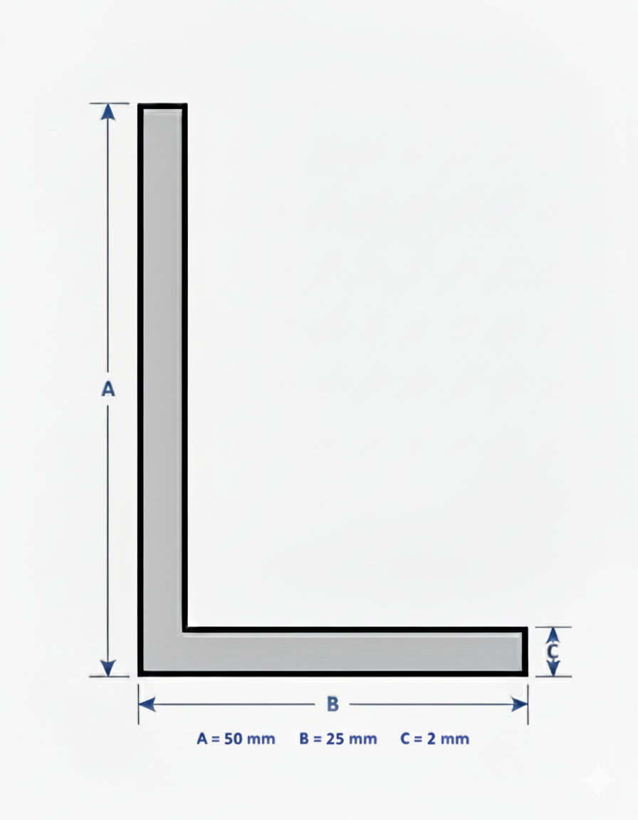 Profilo in alluminio angolare bianco anodizzato | lati disuguali | barra da 1 mt | per mobili e strutture | varie misure
