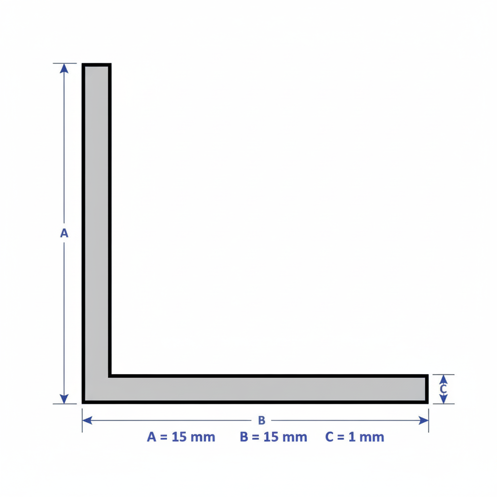 Profilo in alluminio angolare grezzo | lati uguali | barra da 1 mt | per mobili e strutture | varie misure