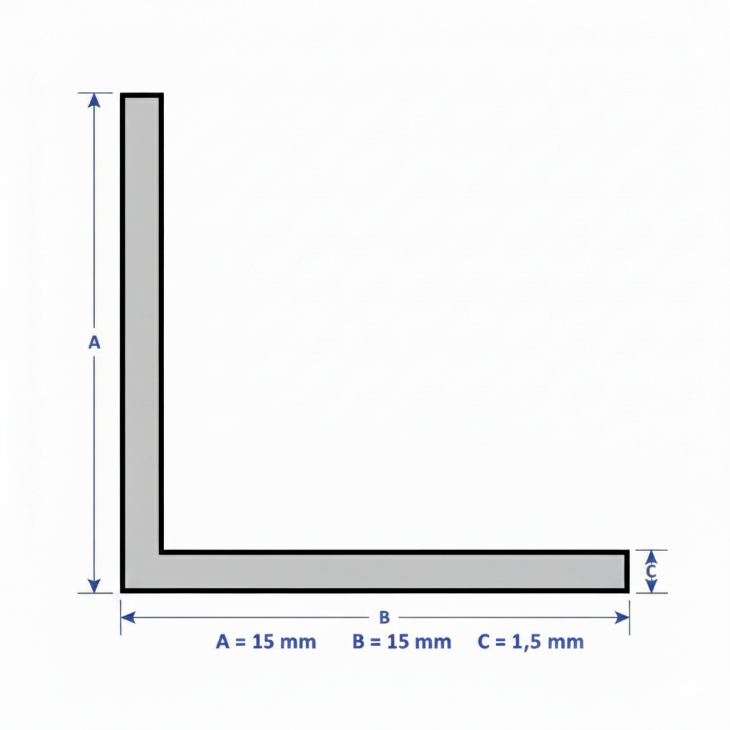 Profilo in alluminio angolare argento anodizzato | lati uguali | barra da 1 mt | per mobili e strutture | varie misure