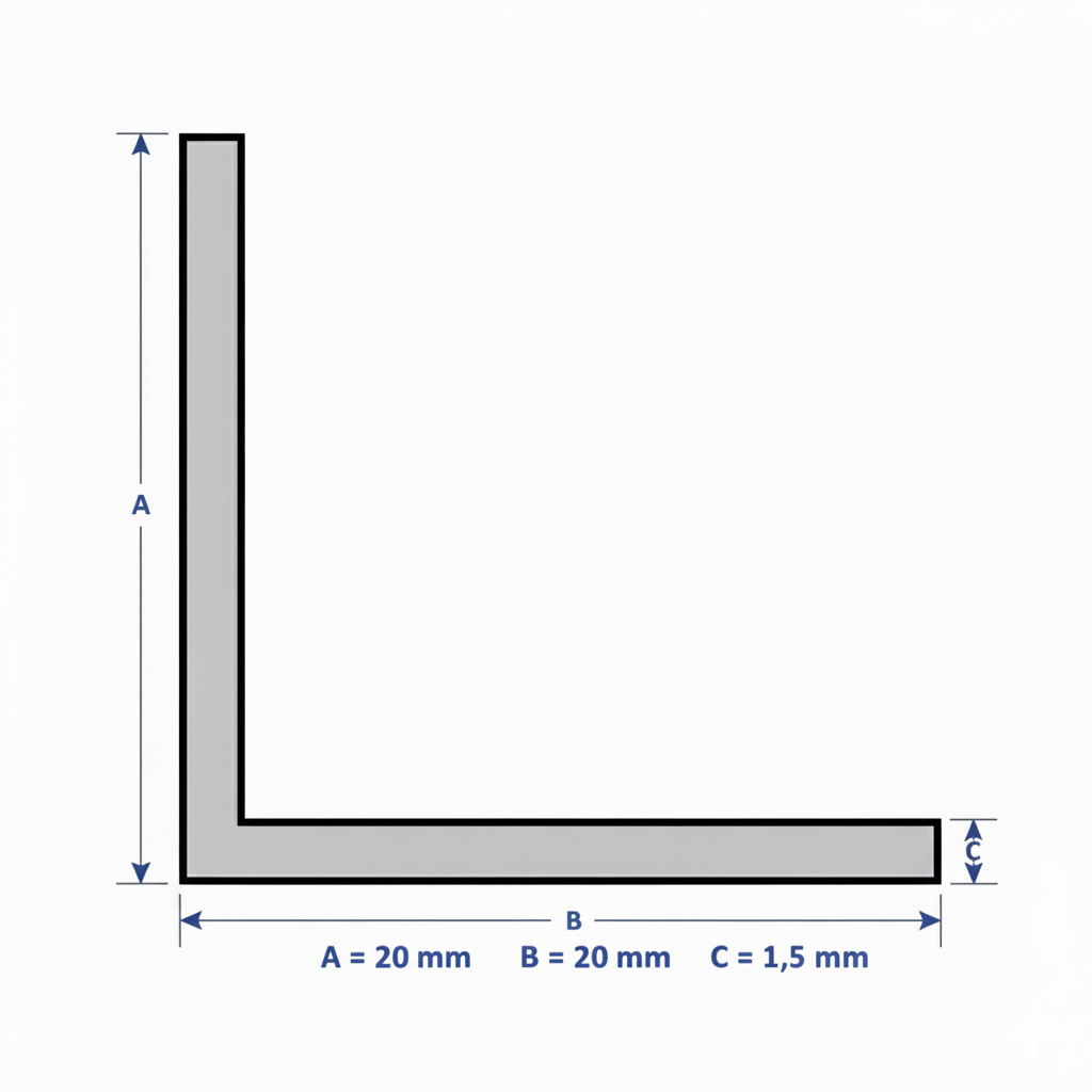 Profilo in alluminio angolare grezzo | lati uguali | barra da 1 mt | per mobili e strutture | varie misure