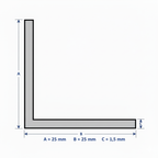Profilo in alluminio angolare bianco anodizzato | lati uguali | barra da 1 mt | per mobili e strutture | varie misure