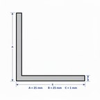 Profilo in alluminio angolare bianco anodizzato | lati uguali | barra da 1 mt | per mobili e strutture | varie misure