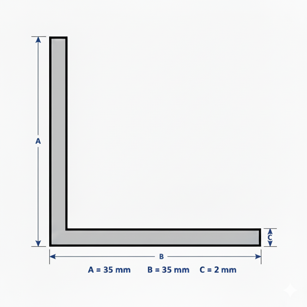 Profilo in alluminio angolare argento anodizzato | lati uguali | barra da 1 mt | per mobili e strutture | varie misure